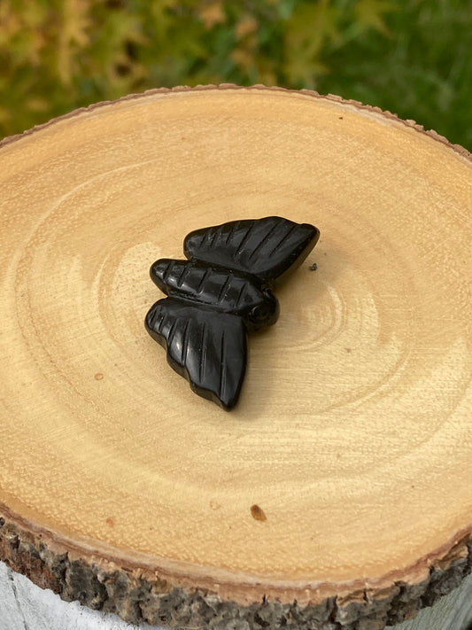 Black Obsidian Moth Carving