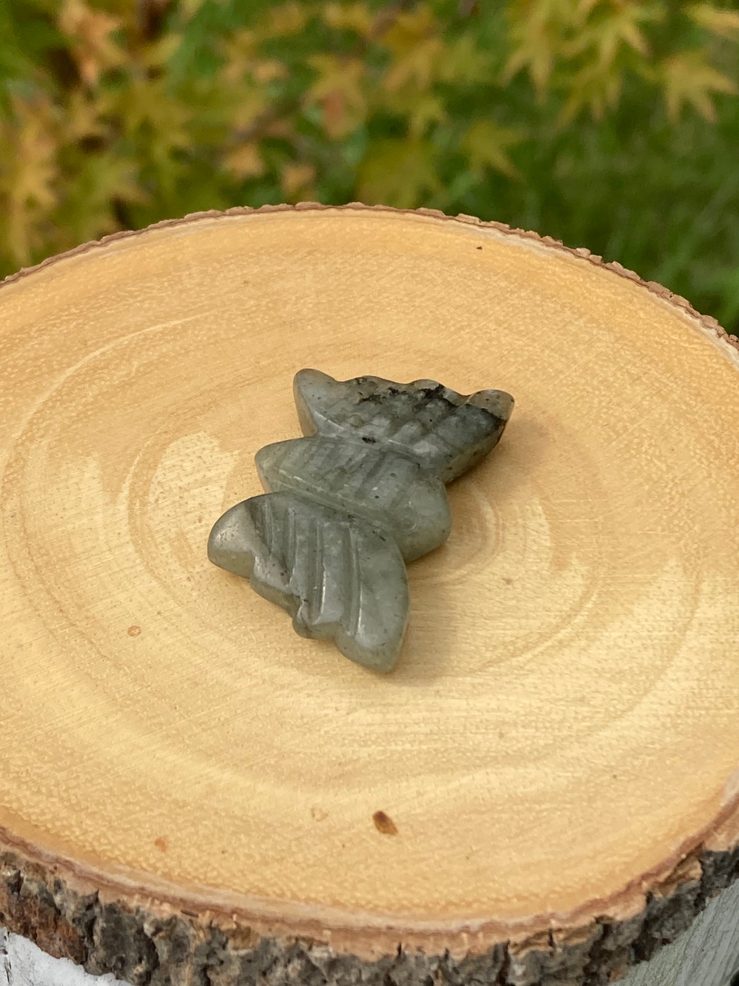 Labradorite Moth Carving